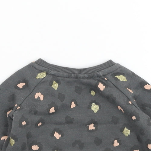 Primark Girls Grey Animal Print Cotton Pullover Jumper Size 3-6 Months  Pullover