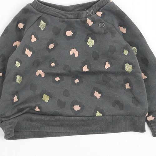 Primark Girls Grey Animal Print Cotton Pullover Jumper Size 3-6 Months  Pullover