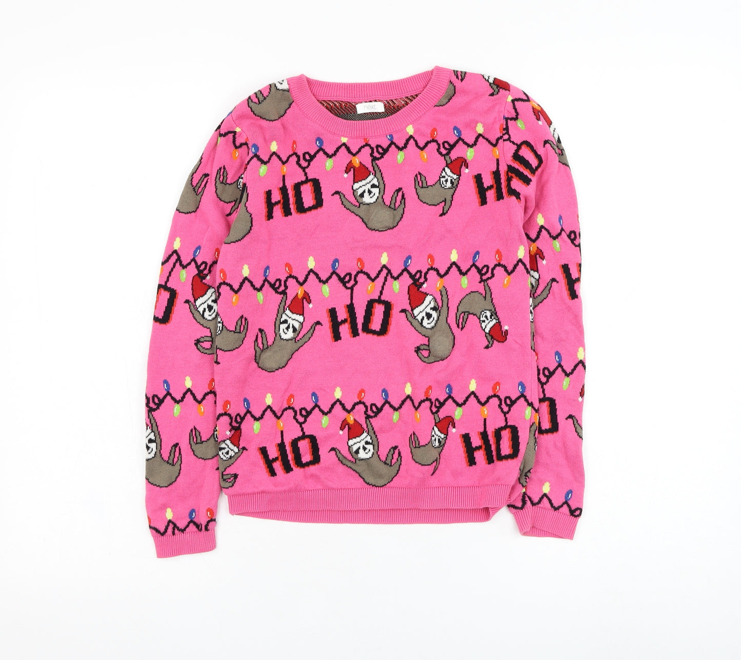 NEXT Girls Pink Round Neck  Cotton Pullover Jumper Size 10 Years  Pullover - Christmas, Sloth