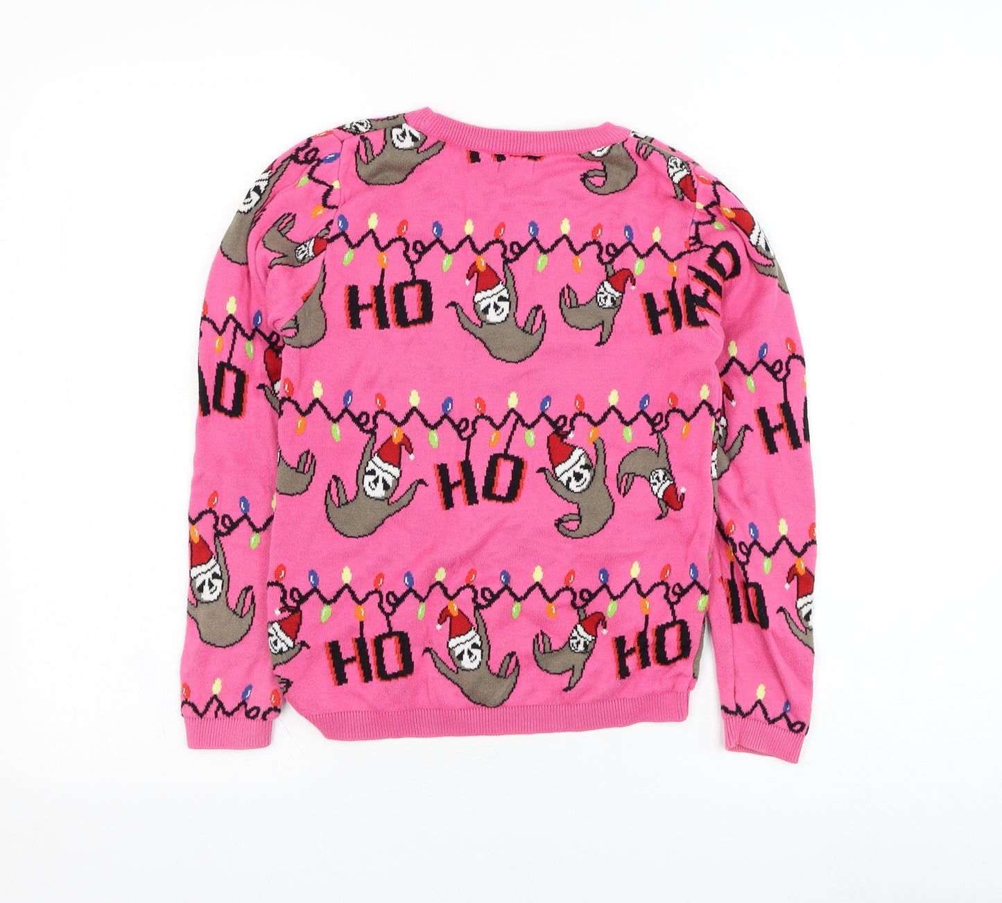 NEXT Girls Pink Round Neck  Cotton Pullover Jumper Size 10 Years  Pullover - Christmas, Sloth