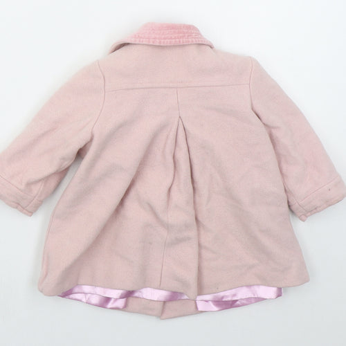 BHS Girls Pink   Pea Coat Coat Size 12-18 Months   Button