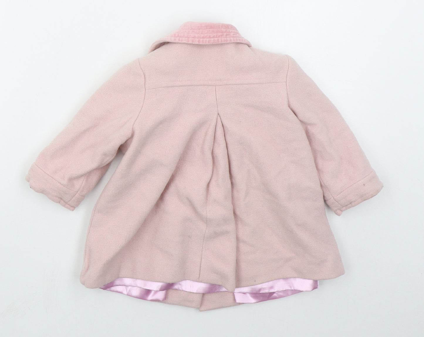 BHS Girls Pink   Pea Coat Coat Size 12-18 Months   Button