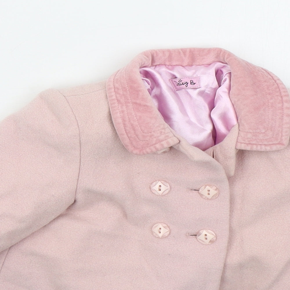 BHS Girls Pink   Pea Coat Coat Size 12-18 Months   Button
