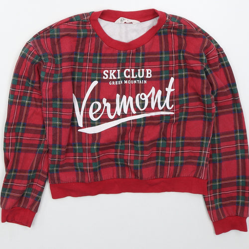 H&M Girls Red Check Cotton Pullover Sweatshirt Size 11-12 Years  Pullover - Ski Club Vermont