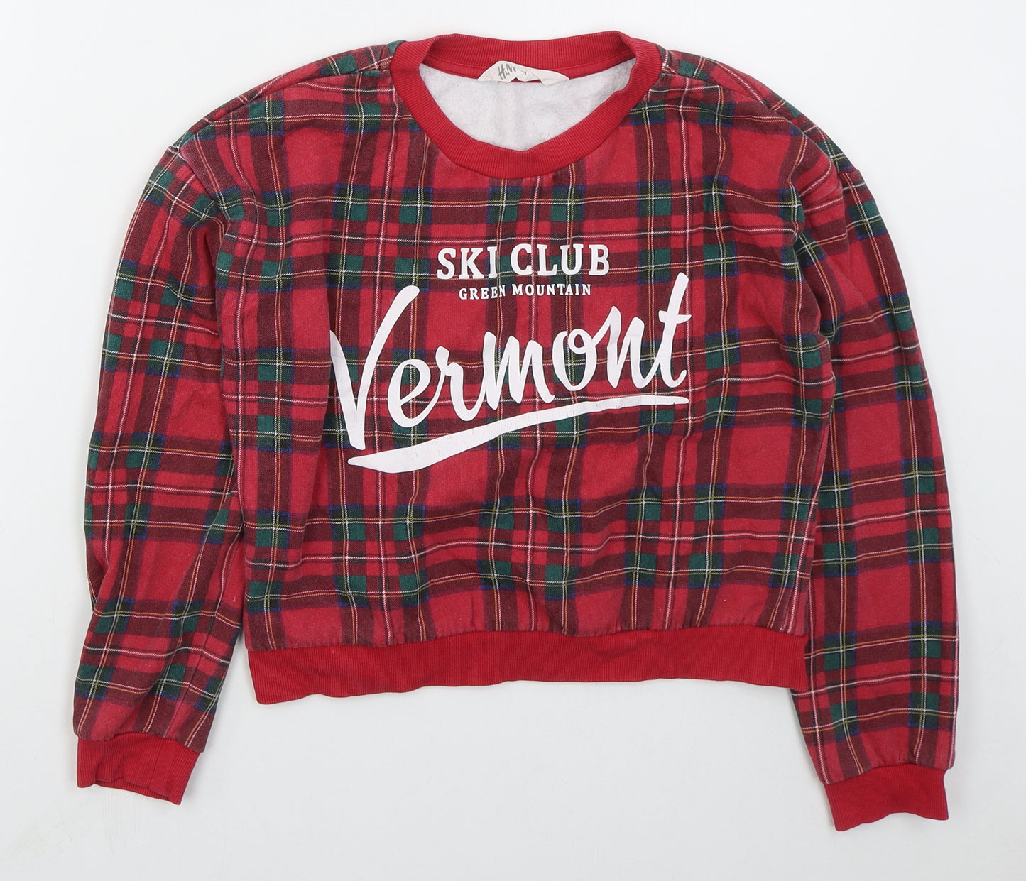 H&M Girls Red Check Cotton Pullover Sweatshirt Size 11-12 Years  Pullover - Ski Club Vermont