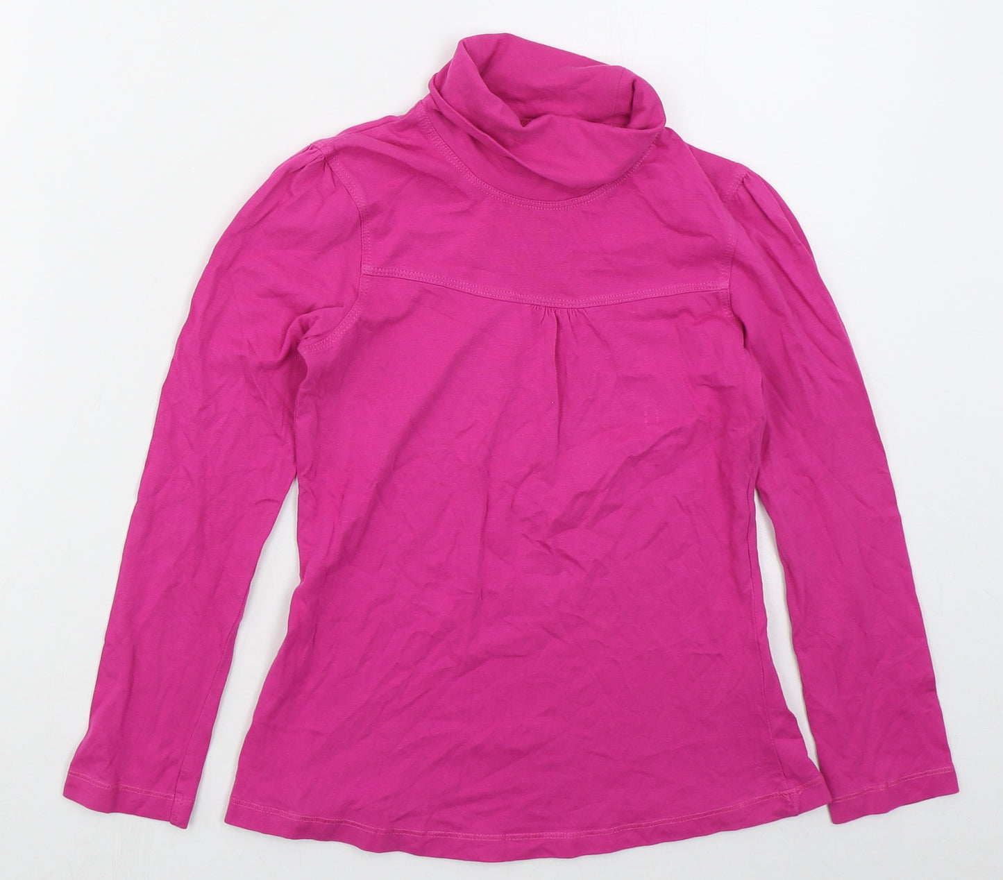 YFK Girls Pink  Cotton Basic T-Shirt Size 10 Years Roll Neck Pullover