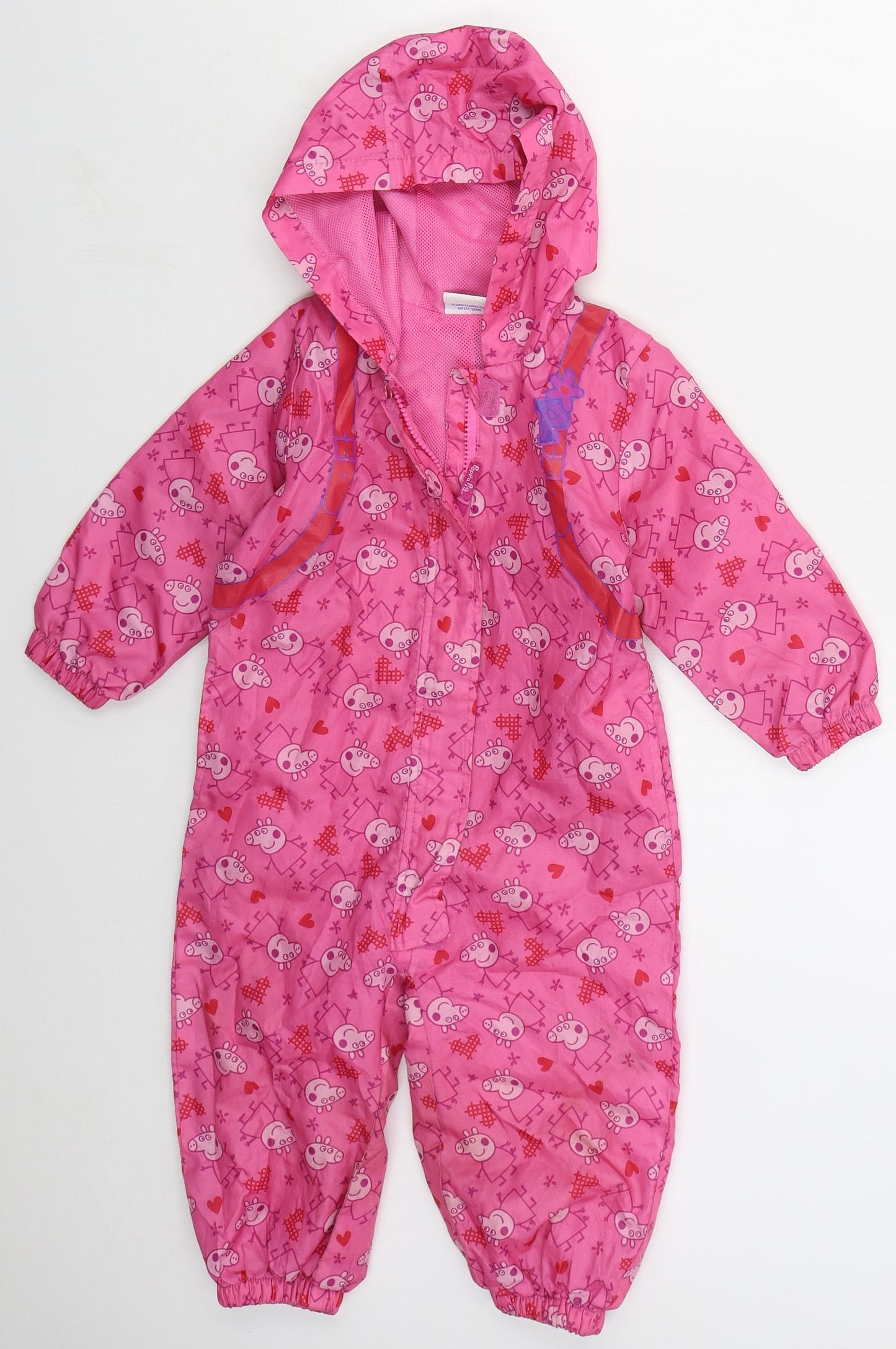 Debenhams Girls Pink   Basic Coat Coat Size 18-24 Months   Zip - Peppa Pig