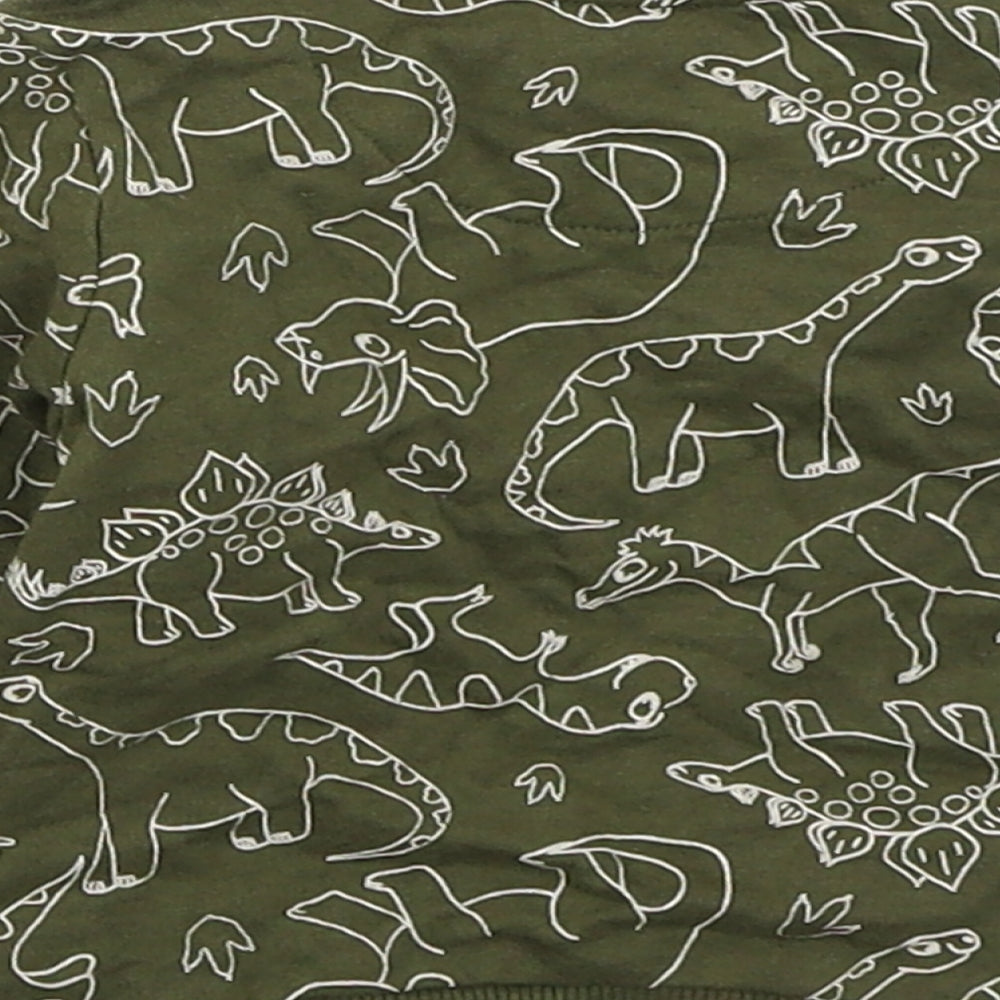 Peacocks Boys Green  Cotton Basic T-Shirt Size 6-9 Months Crew Neck Pullover - Dinosaurs