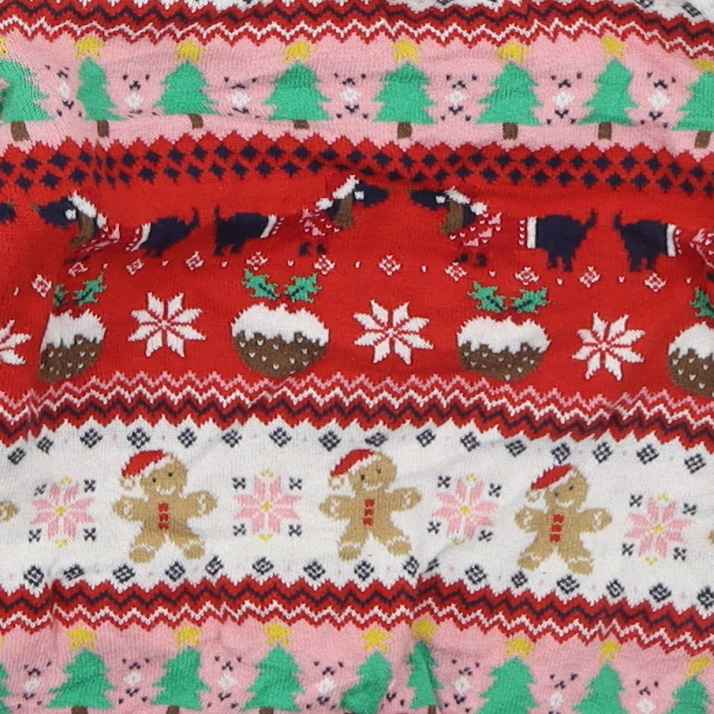 TU Girls Red Crew Neck Geometric Cotton Pullover Jumper Size 4-5 Years  Pullover - Christmas Prints