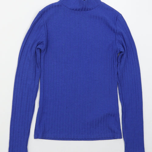 Topshop Womens Blue Mock Neck  Polyester Pullover Jumper Size 8