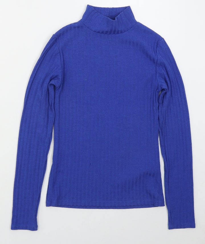 Topshop Womens Blue Mock Neck Polyester Pullover Jumper Size 8
