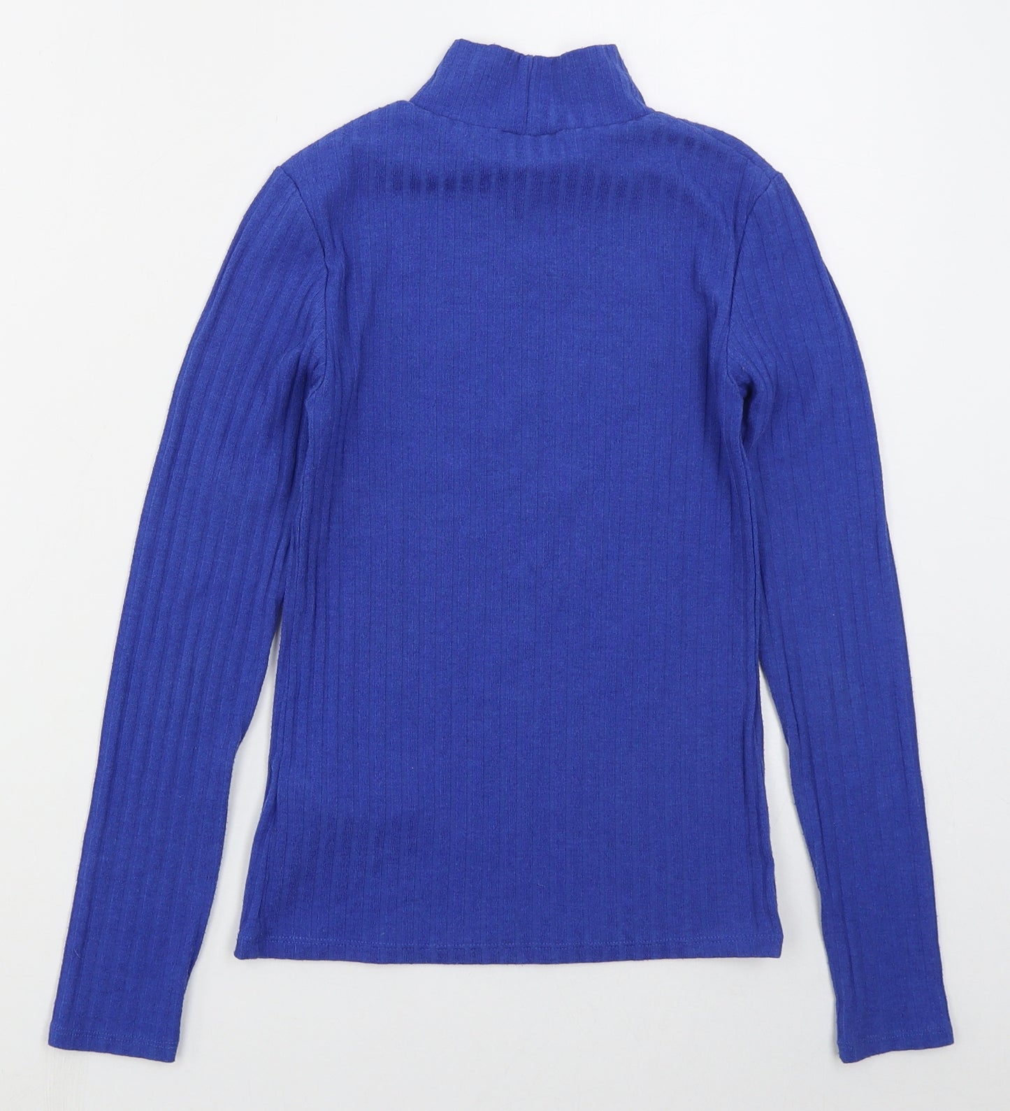 Topshop Womens Blue Mock Neck  Polyester Pullover Jumper Size 8