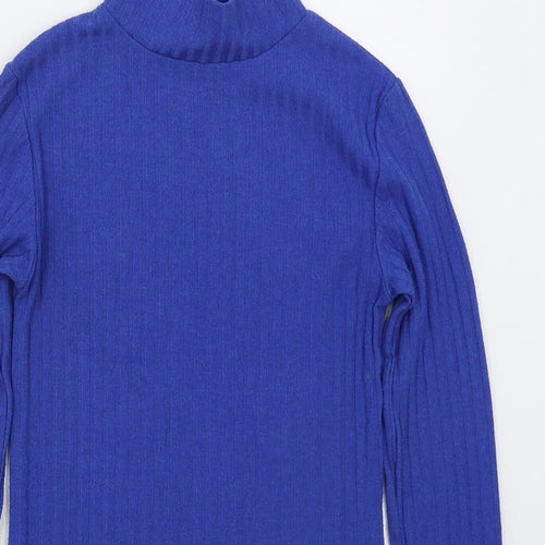 Topshop Womens Blue Mock Neck  Polyester Pullover Jumper Size 8