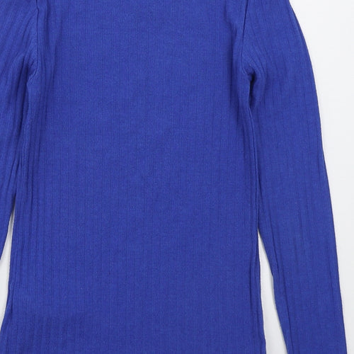 Topshop Womens Blue Mock Neck  Polyester Pullover Jumper Size 8