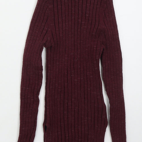 Topshop Womens Purple Mock Neck  Viscose Pullover Jumper Size M