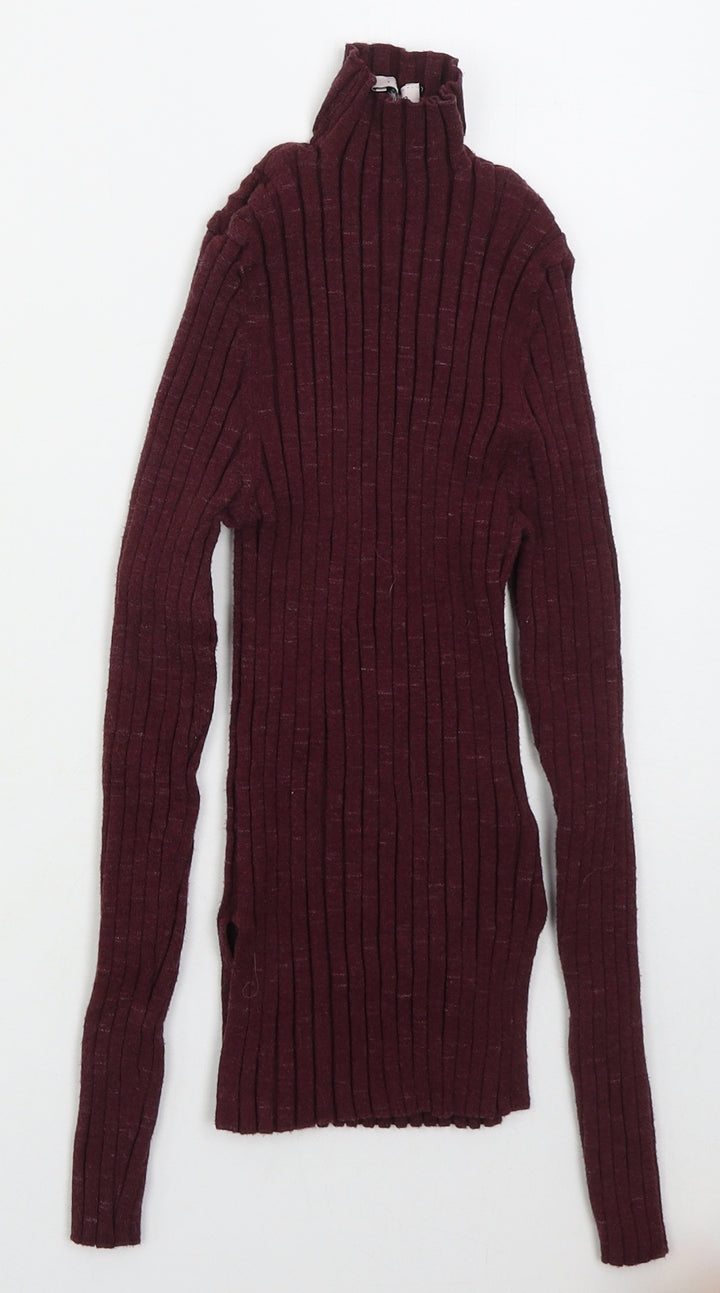 Topshop Womens Purple Mock Neck  Viscose Pullover Jumper Size M