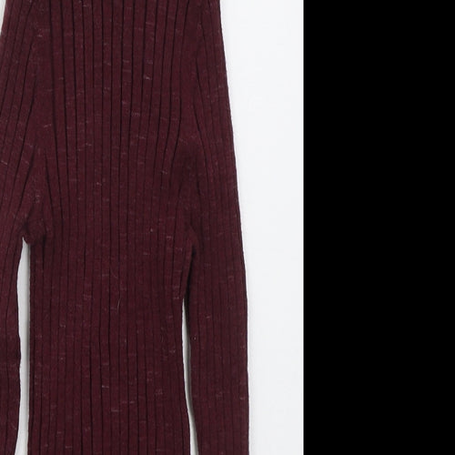 Topshop Womens Purple Mock Neck  Viscose Pullover Jumper Size M