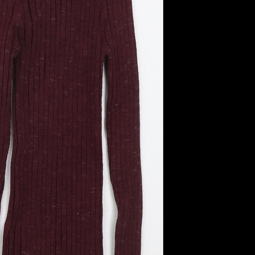 Topshop Womens Purple Mock Neck  Viscose Pullover Jumper Size M