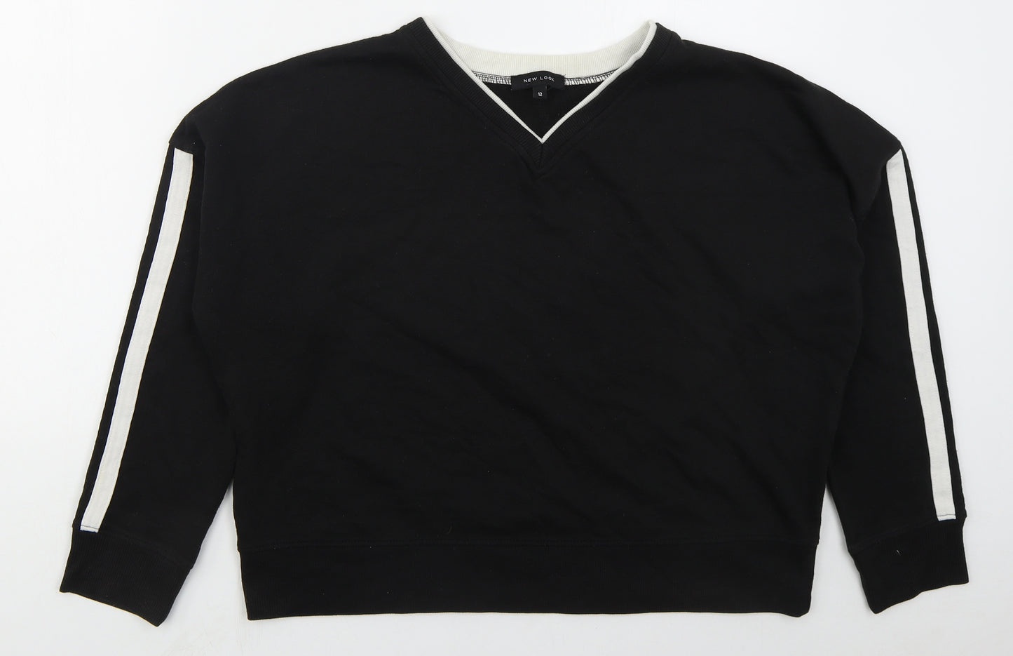 New Look Womens Black  Cotton Pullover Sweatshirt Size 12  Pullover