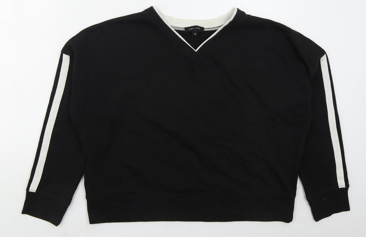 New Look Womens Black  Cotton Pullover Sweatshirt Size 12  Pullover