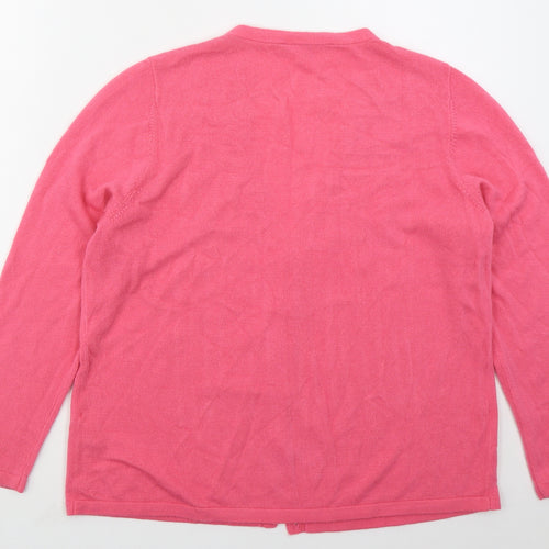 Bonmarché Womens Pink V-Neck  Acrylic Cardigan Jumper Size 18