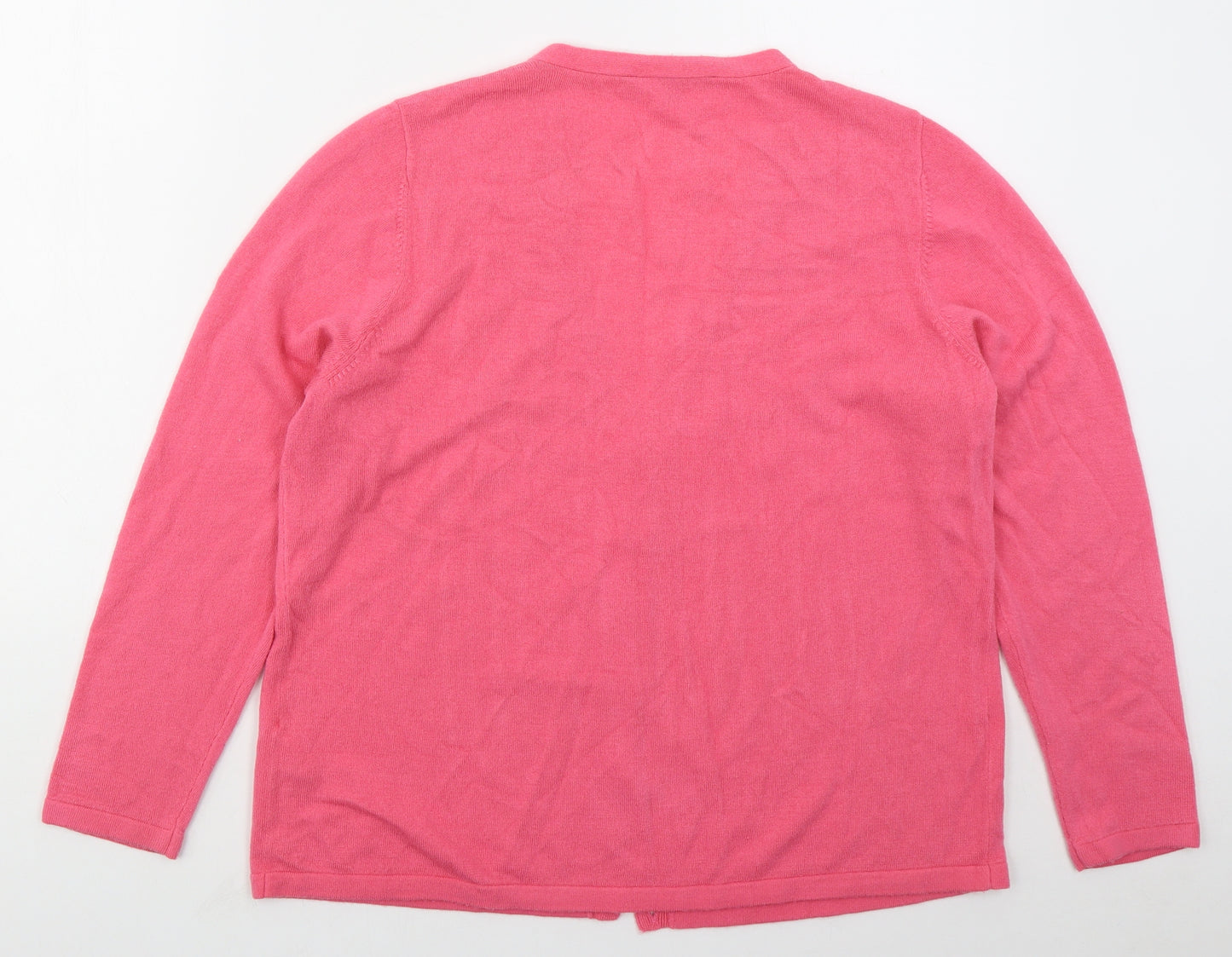 Bonmarché Womens Pink V-Neck  Acrylic Cardigan Jumper Size 18