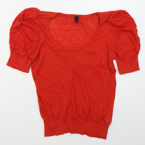 Topshop Womens Red Round Neck  Cotton Pullover Jumper Size 12