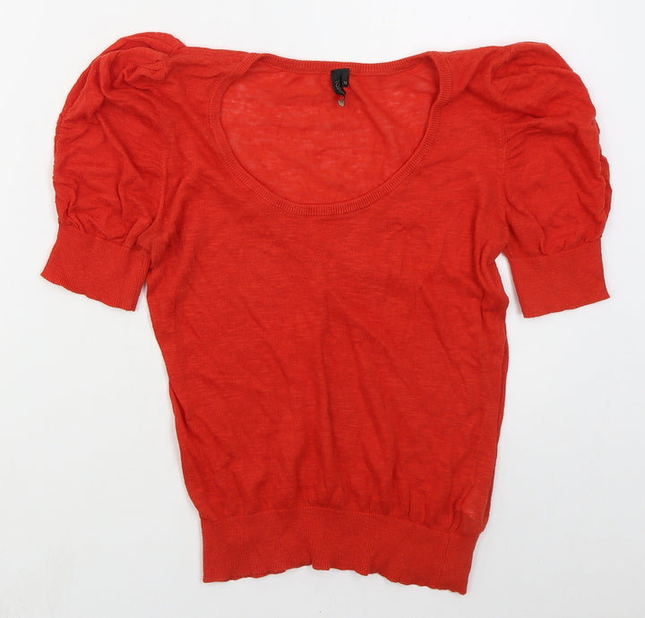 Topshop Womens Red Round Neck  Cotton Pullover Jumper Size 12