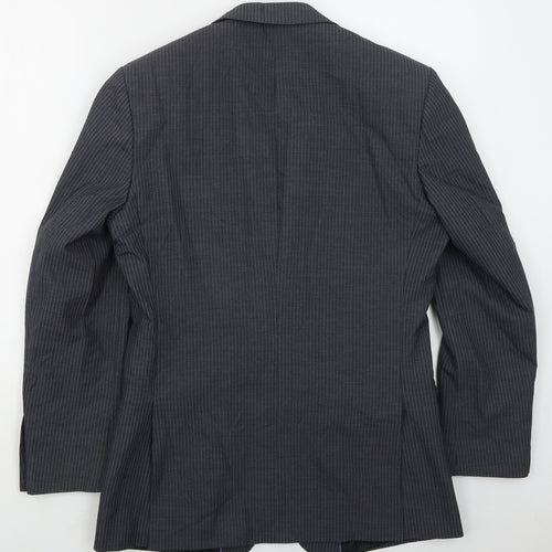 Burton Mens Blue Striped Polyester Jacket Suit Jacket Size 36