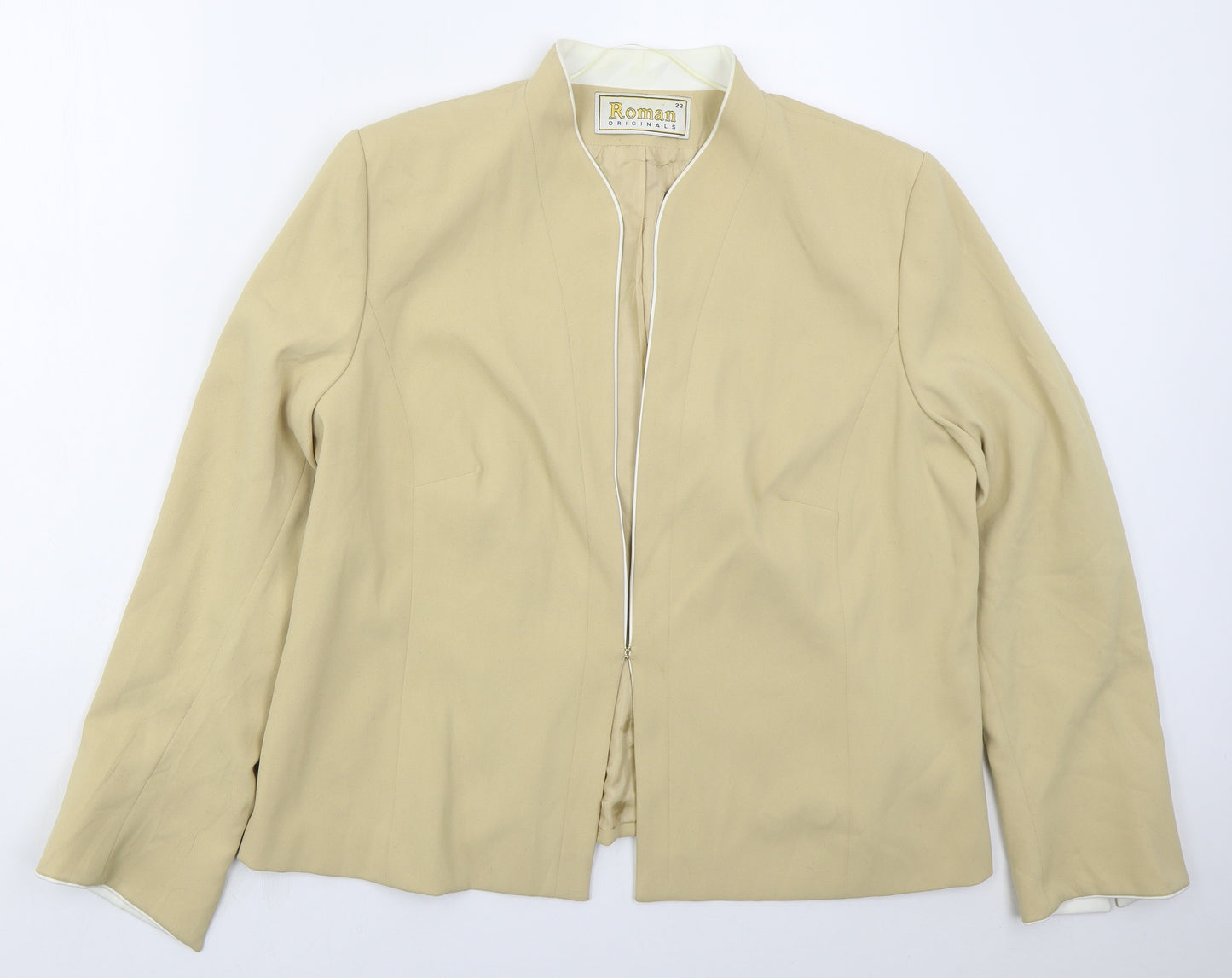 Roman Womens Beige   Jacket  Size 22  Hook & Eye