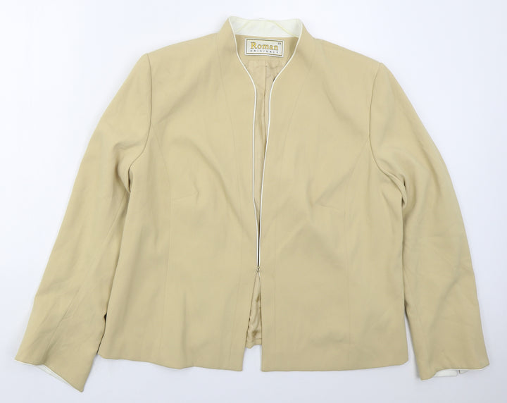 Roman Womens Beige   Jacket  Size 22  Hook & Eye