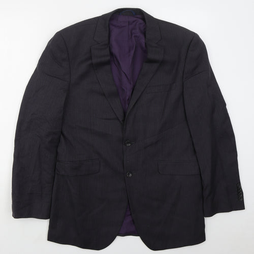 Burton Mens Grey Herringbone Wool Jacket Suit Jacket Size 42
