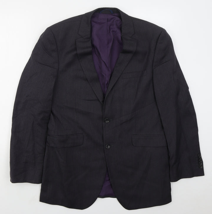 Burton Mens Grey Herringbone Wool Jacket Suit Jacket Size 42