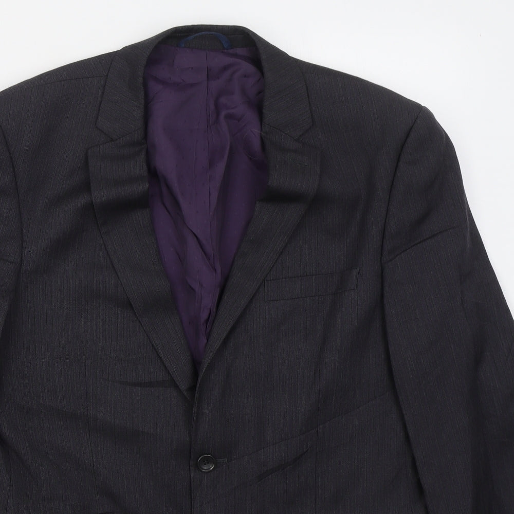 Burton Mens Grey Herringbone Wool Jacket Suit Jacket Size 42