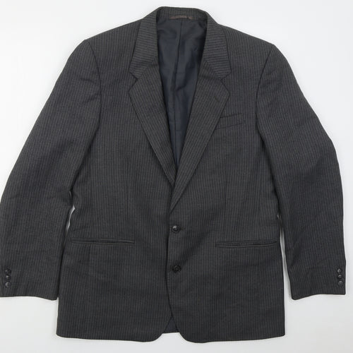 C&A Mens Grey Striped Polyester Jacket Suit Jacket Size 42