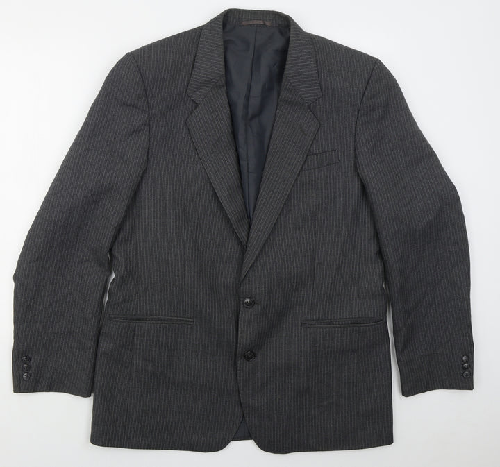 C&A Mens Grey Striped Polyester Jacket Suit Jacket Size 42