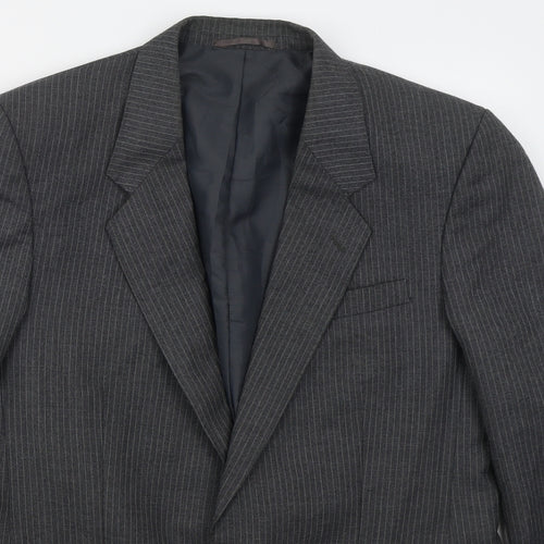 C&A Mens Grey Striped Polyester Jacket Suit Jacket Size 42