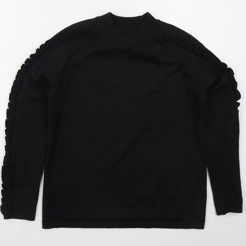 Matalan Womens Black Mock Neck  Polyester Pullover Jumper Size 10