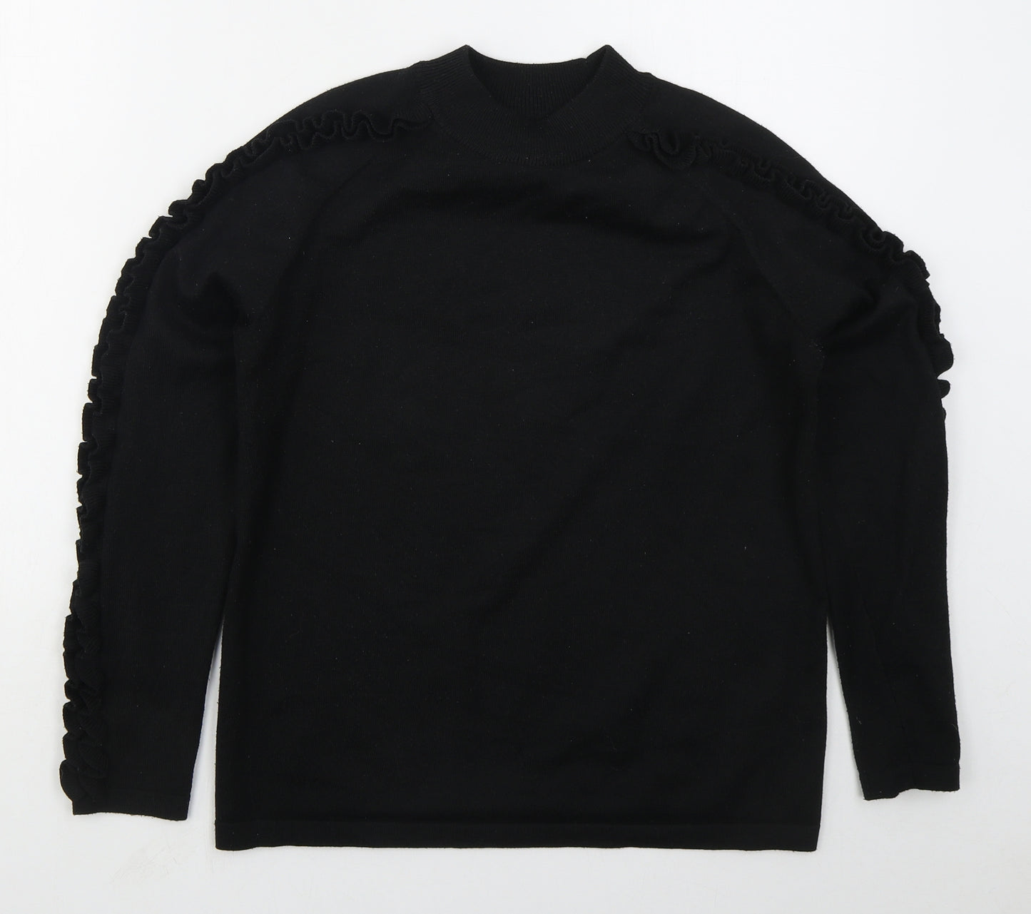 Matalan Womens Black Mock Neck  Polyester Pullover Jumper Size 10