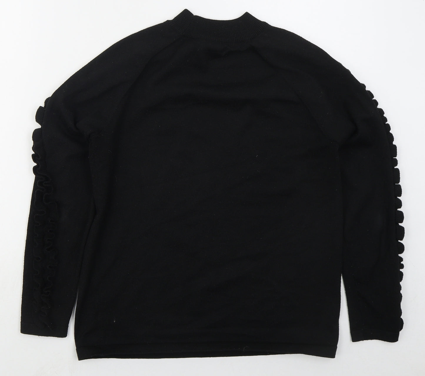 Matalan Womens Black Mock Neck  Polyester Pullover Jumper Size 10