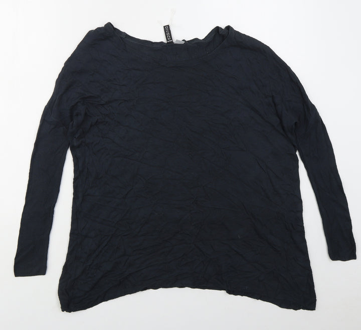 H&M Womens Blue Boat Neck Viscose Pullover Jumper Size 8