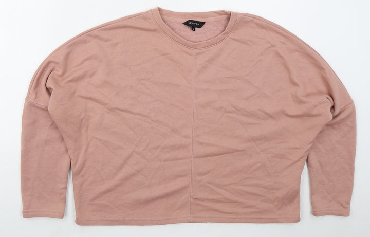 New Look Womens Pink Cotton Pullover Sweatshirt Size 10 Pullover
