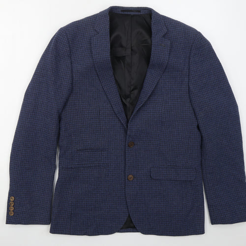 ASOS Mens Blue Check Polyester Jacket Suit Jacket Size 38