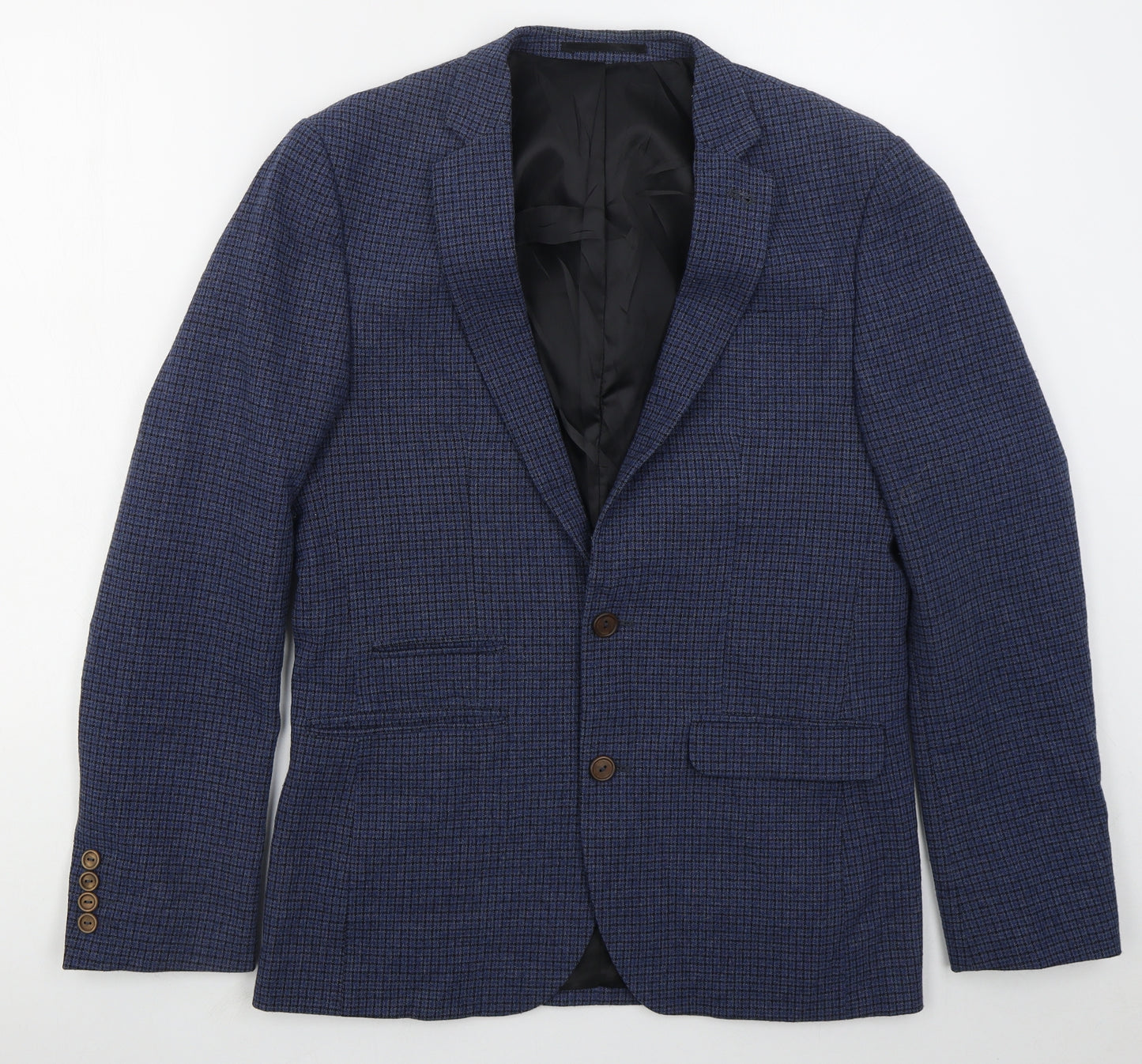 ASOS Mens Blue Check Polyester Jacket Suit Jacket Size 38