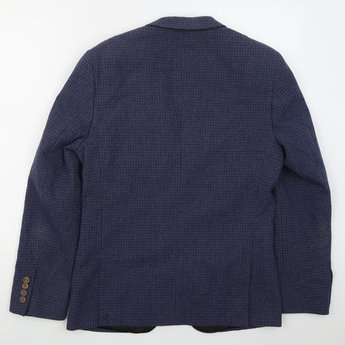 ASOS Mens Blue Check Polyester Jacket Suit Jacket Size 38