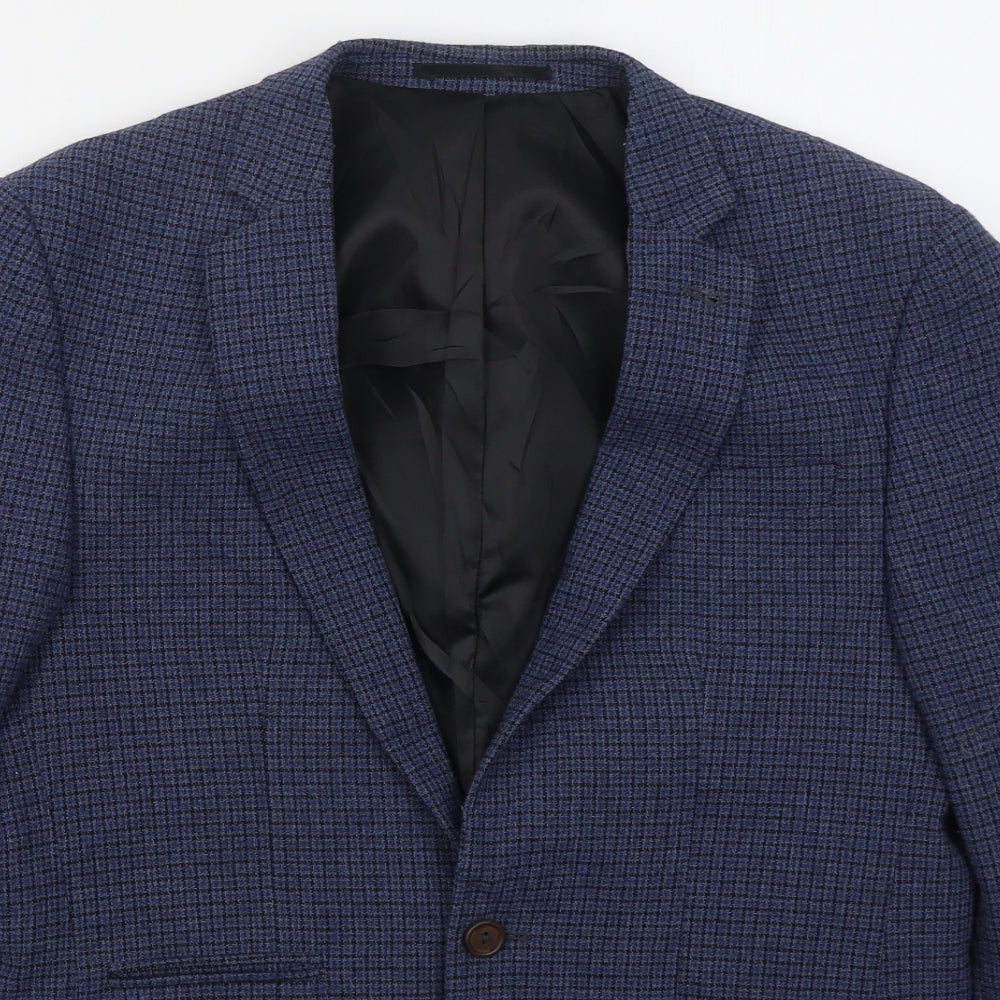 ASOS Mens Blue Check Polyester Jacket Suit Jacket Size 38