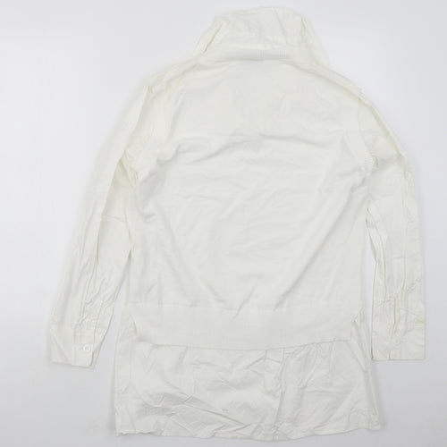 Lucce Womens White Collared  Viscose Vest Jumper Size M   - Vest and Shirt in one