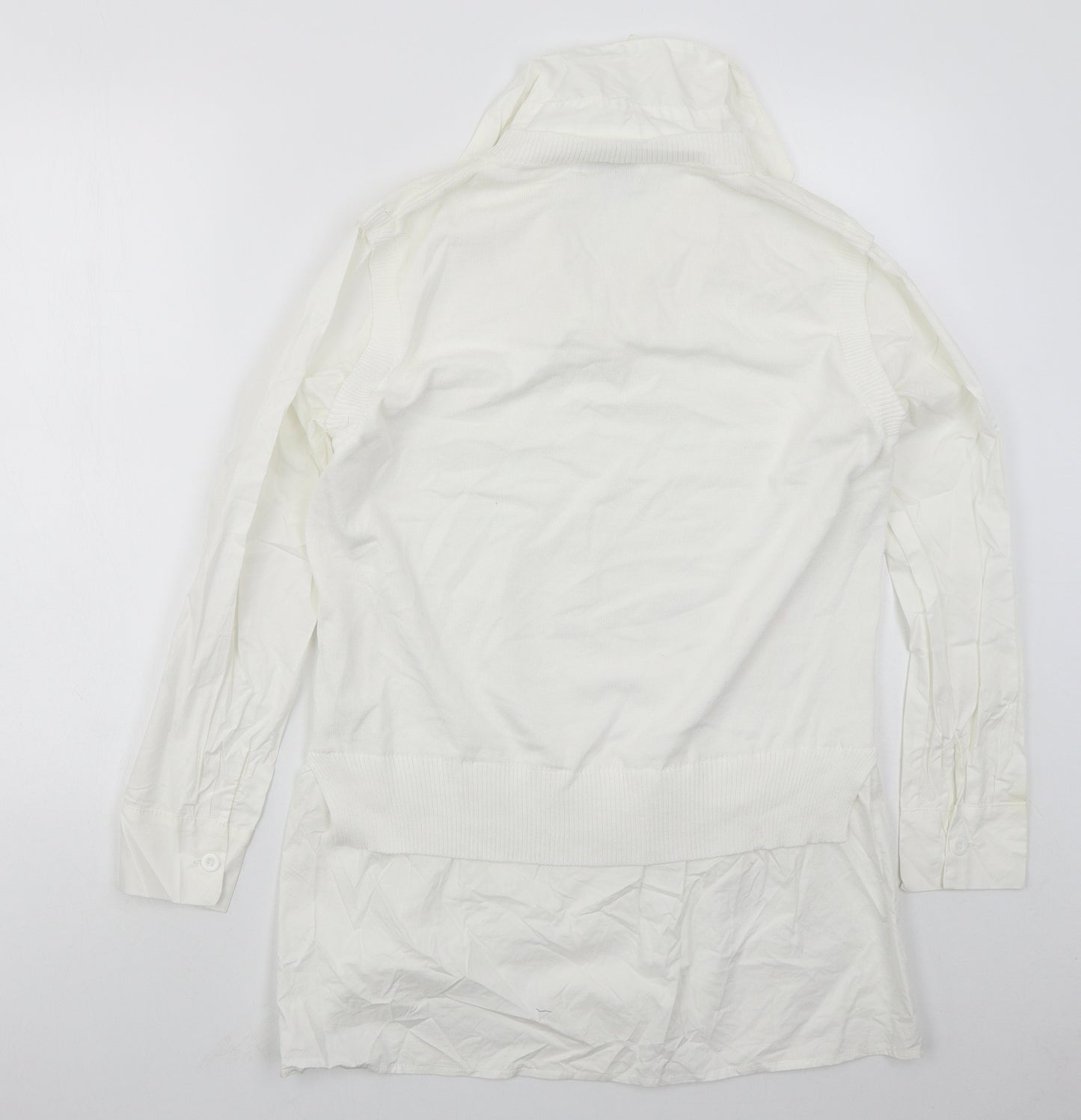 Lucce Womens White Collared  Viscose Vest Jumper Size M   - Vest and Shirt in one
