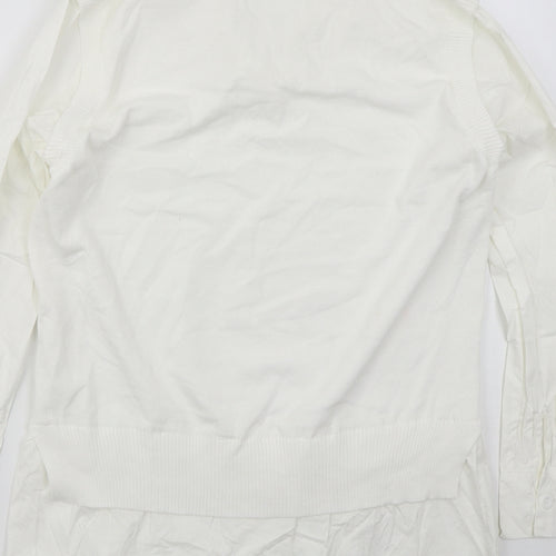 Lucce Womens White Collared  Viscose Vest Jumper Size M   - Vest and Shirt in one
