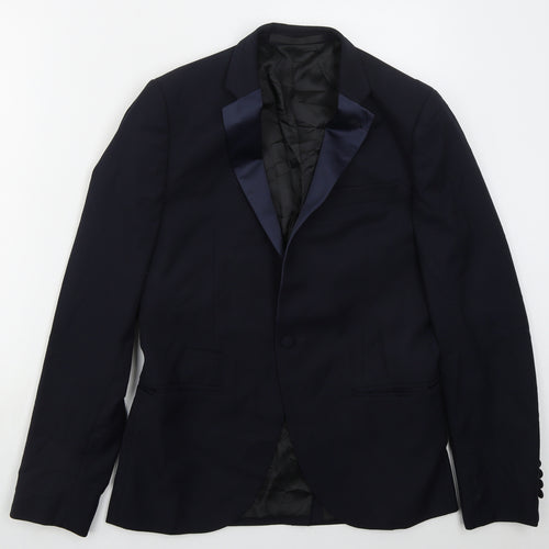 Topman Mens Blue  Polyester Jacket Suit Jacket Size 38